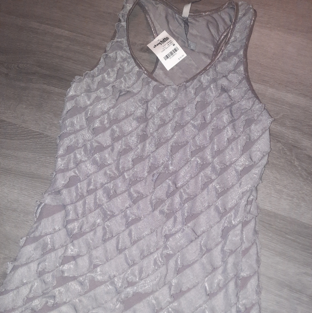 NWT Charlotte Russe Ruffle Racerback Tank Top - Picture 2 of 4